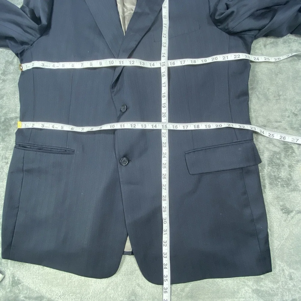 Hart Schaffner Marx Blazer Mens 48L Blue Striped Wool Sport Coat Jacket Classic